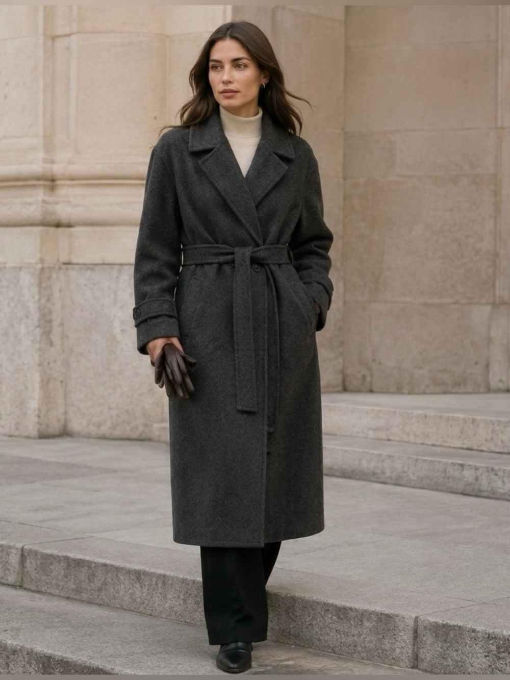 Vintage Wool Cashmere Oversized Coat Size 44 (XL) Italian Fabric Heavyweight